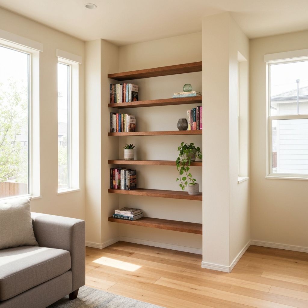 Custom alcove unit with built-in shelving